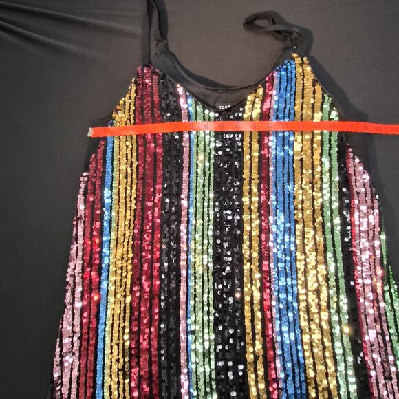 Torrid multi-color sequin stripes knee-length dress EUC fancy Torrid size 0 - Picture 13 of 16